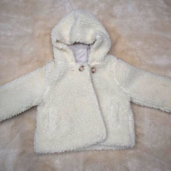 Jessica Simpson Sherpa Jacket Size 24 Months Fluffy White - Picture 2 of 9